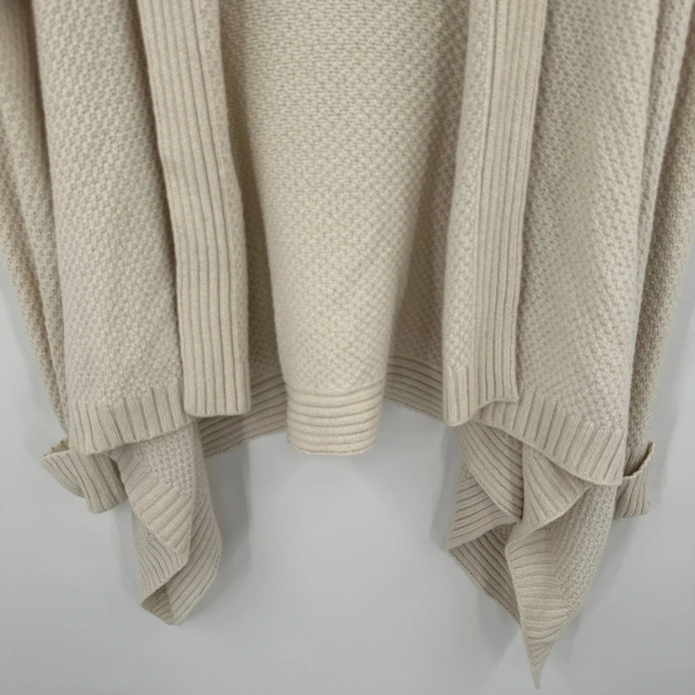 Talbots‎ Cream Textured Knit Open Front Waterfall Cardigan Sweater Size Small